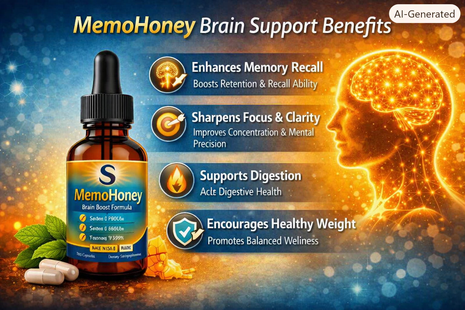 MemoHoney® benefits — enhance memory, protect the brain, boost neural communication