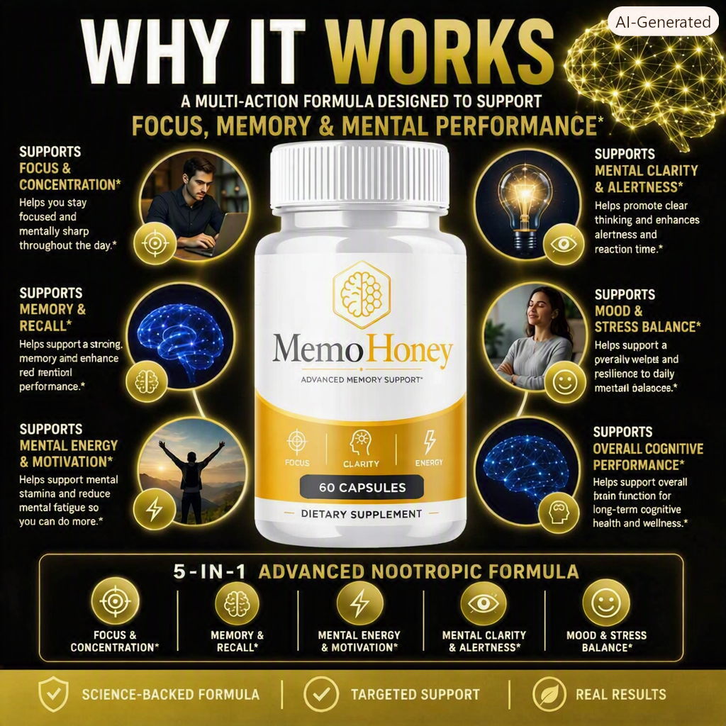 Why MemoHoney works — increases cerebral blood flow, protects neurons, and optimizes cellular energy