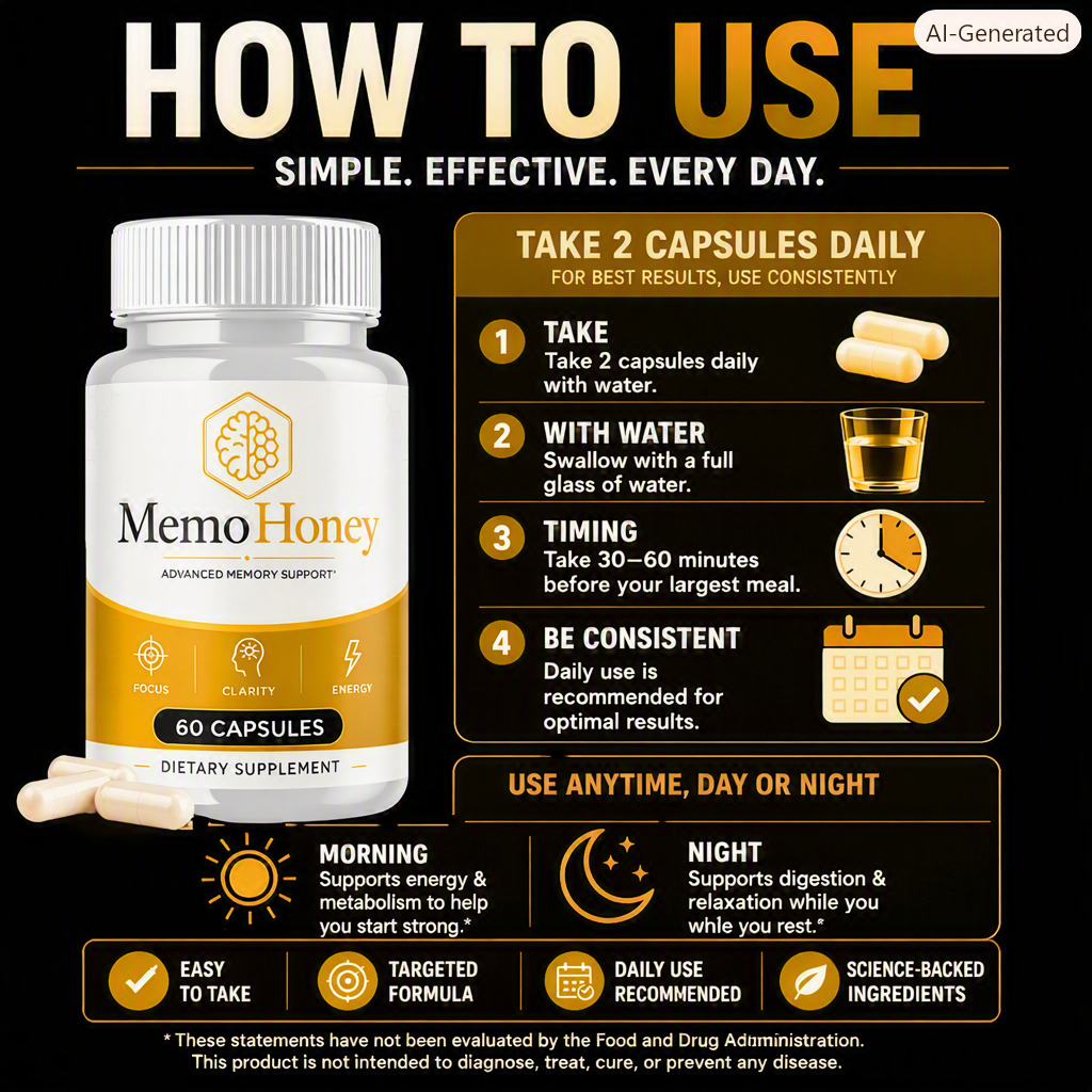 How to use MemoHoney — take one capsule daily with water